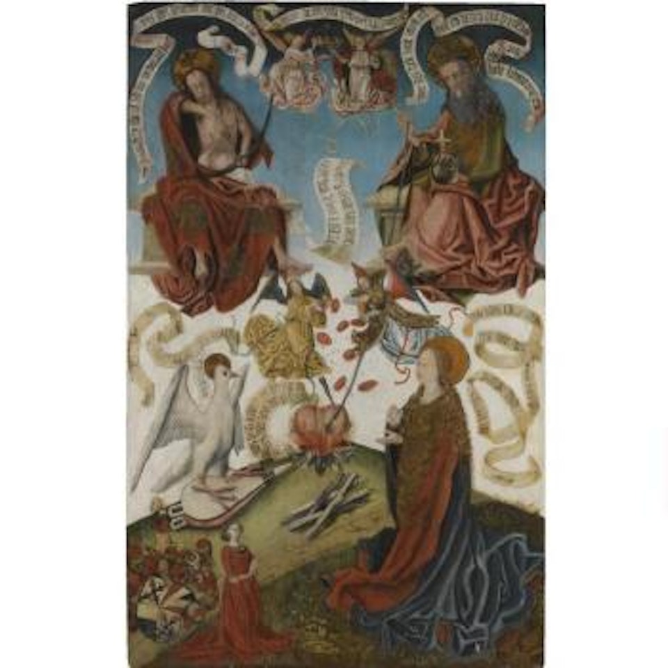 The Holy Trinity With The Virgin Mary, Angels And A Donatrix by German School
