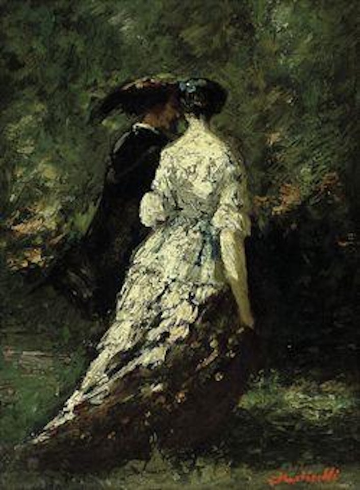 A woodland stroll by Adolphe Monticelli