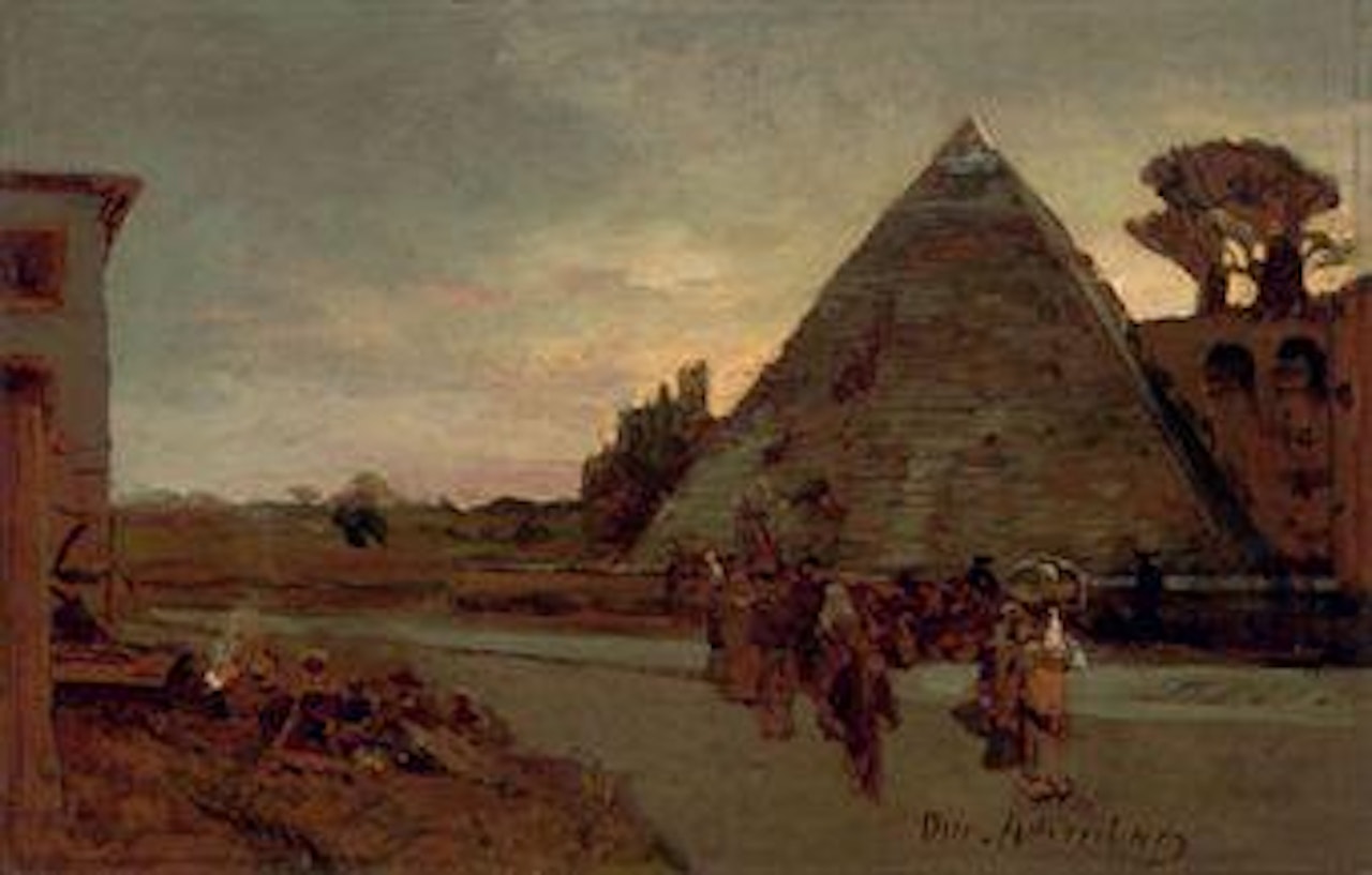 Travellers at the Pyramid of Caius Ceastius, Rome by Oswald Achenbach