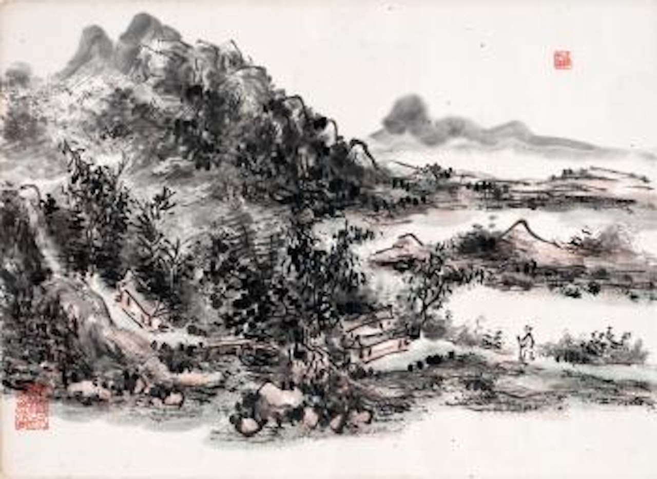 Scholar in landscape by Huang Binhong