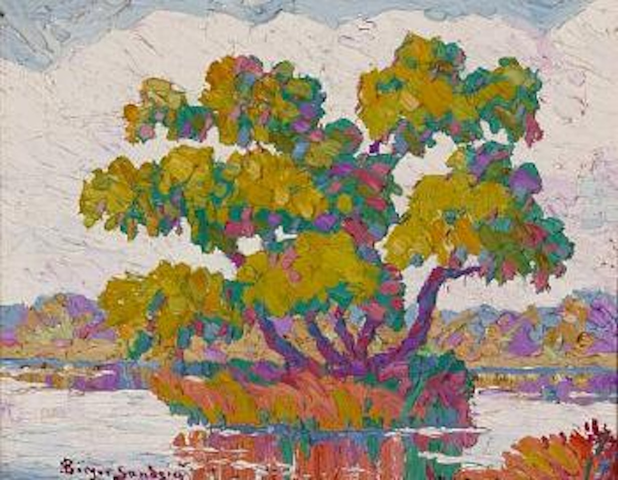 Pond with willows by Birger Sandzen