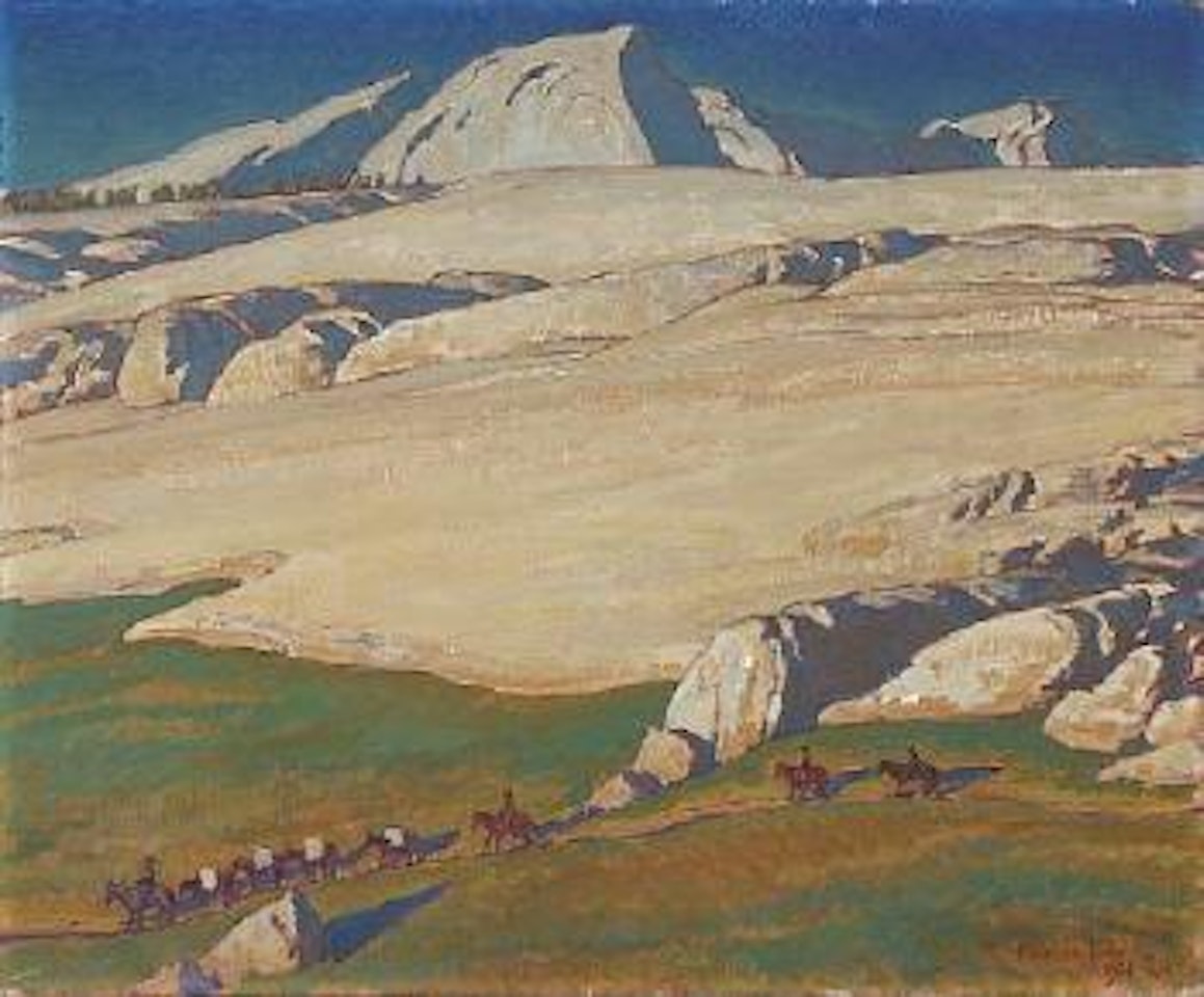 Moraine and meadow, Sierra Nevada, Inyo County, California by Maynard Dixon