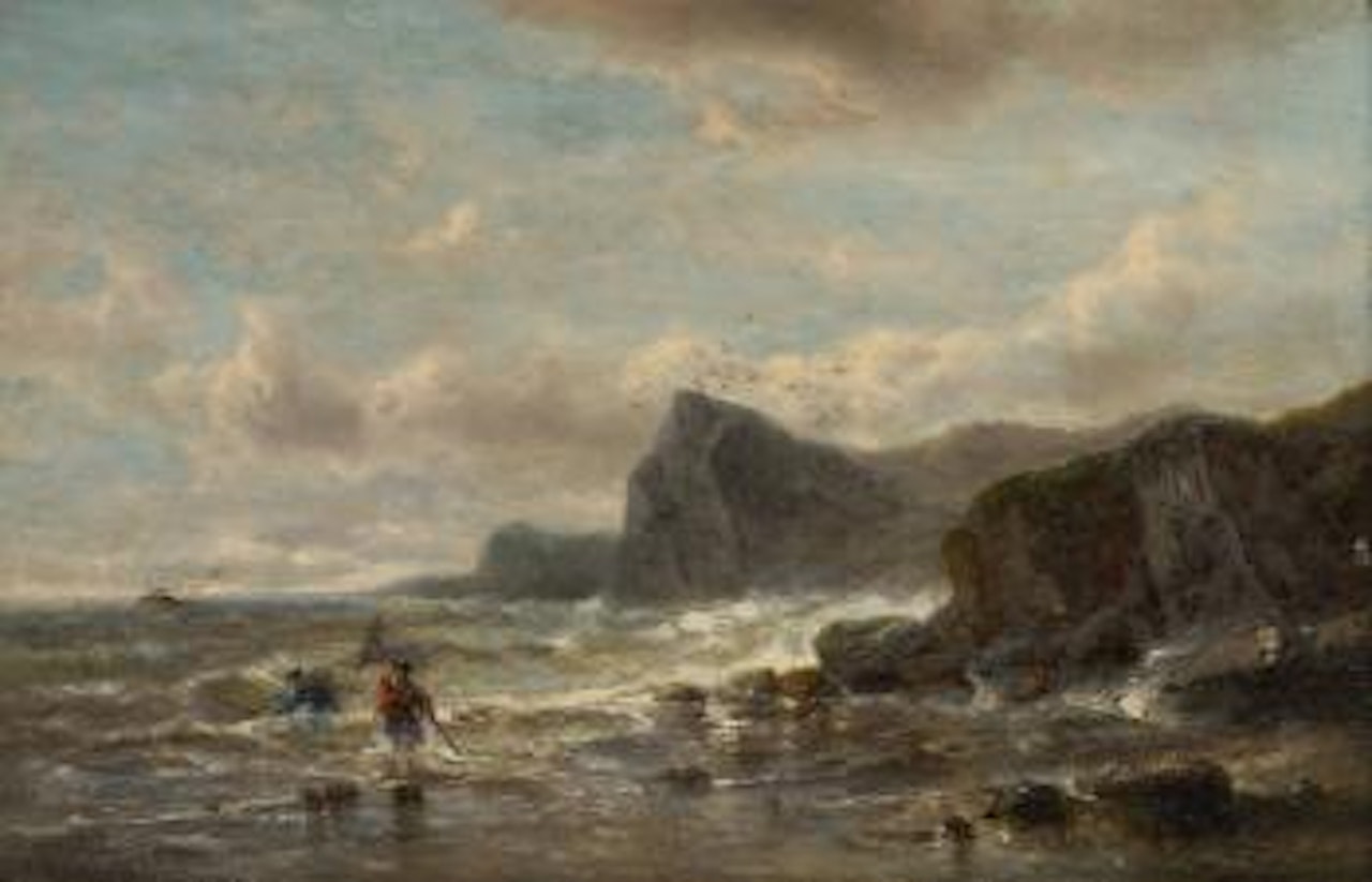 Pêcheurs de crevettes en bord de mer by François Etienne Musin