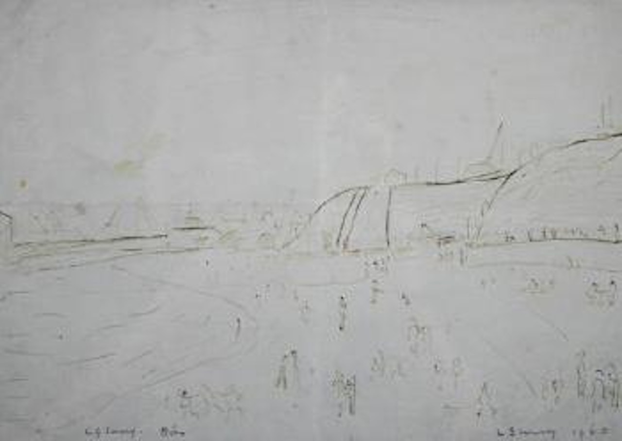 Figures on a beach by Laurence Stephen Lowry