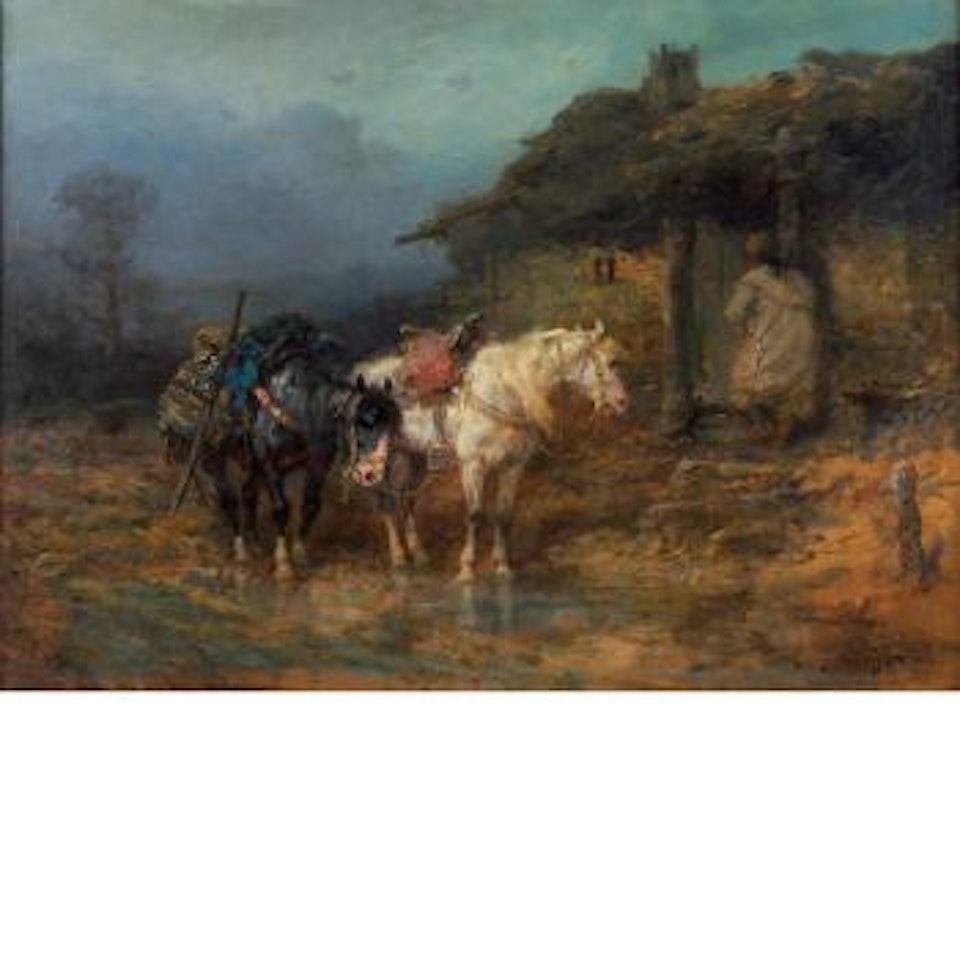 The halt for shelter by Adolf Schreyer