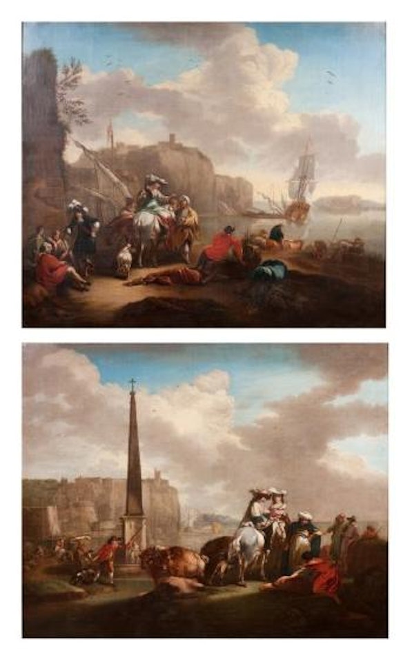 Promeneurs près du rivage by Nicolaes Berchem by Dutch School