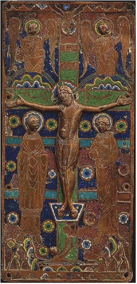 Plat supérieur d'une reliure de manuscrit liturgique, Crucifixion by French School