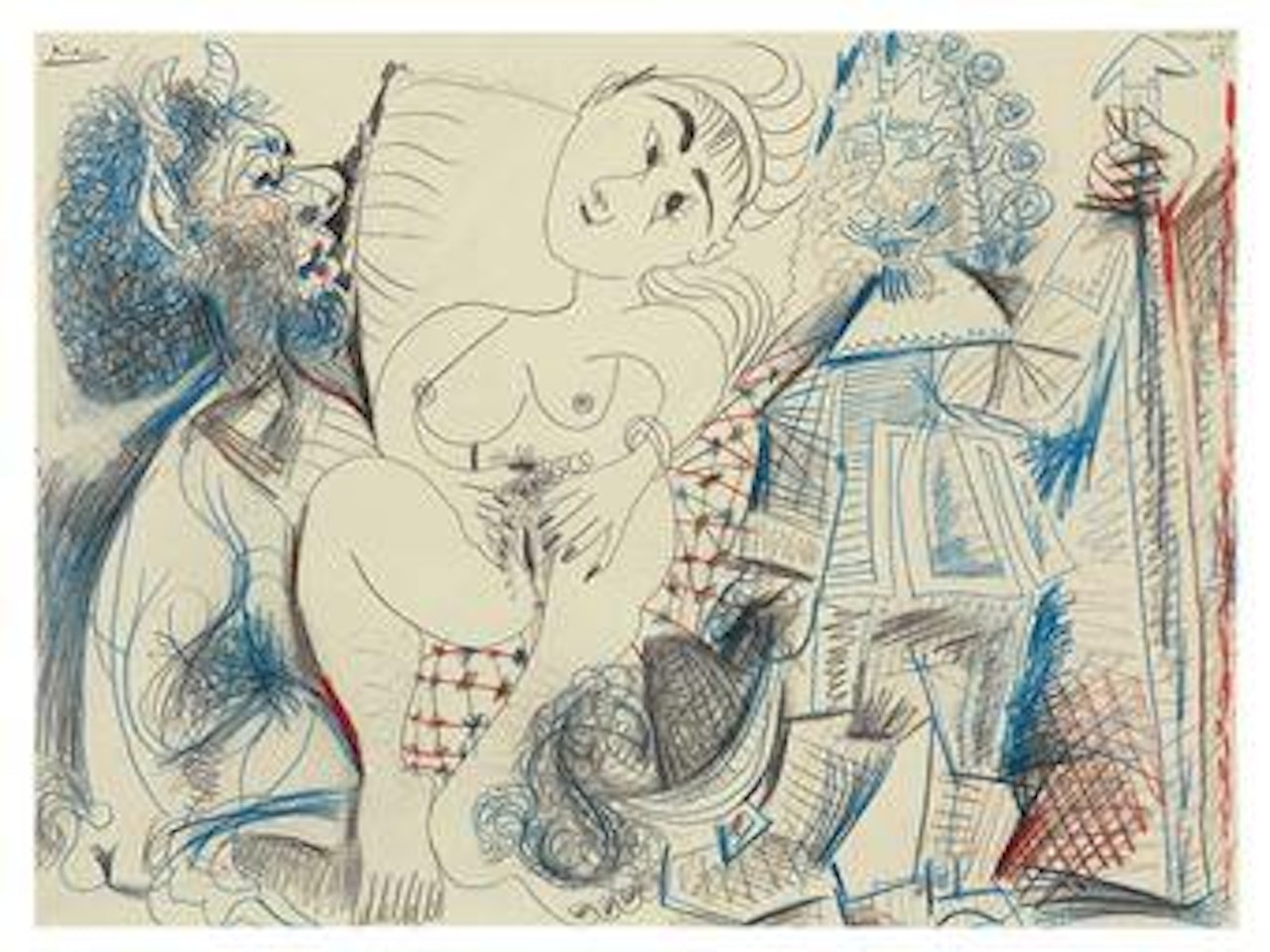 Faune, femme nu et mousquetaire by Pablo Picasso