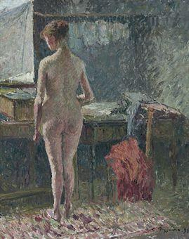 Femme nue de dos dans un intérieur by Camille Pissarro