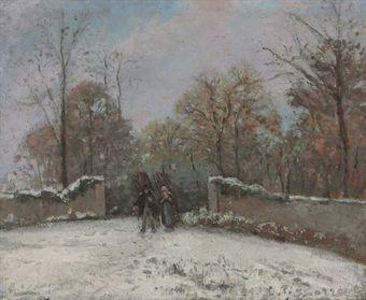 Entrée de la forêt de Marly, effet de neige by Camille Pissarro