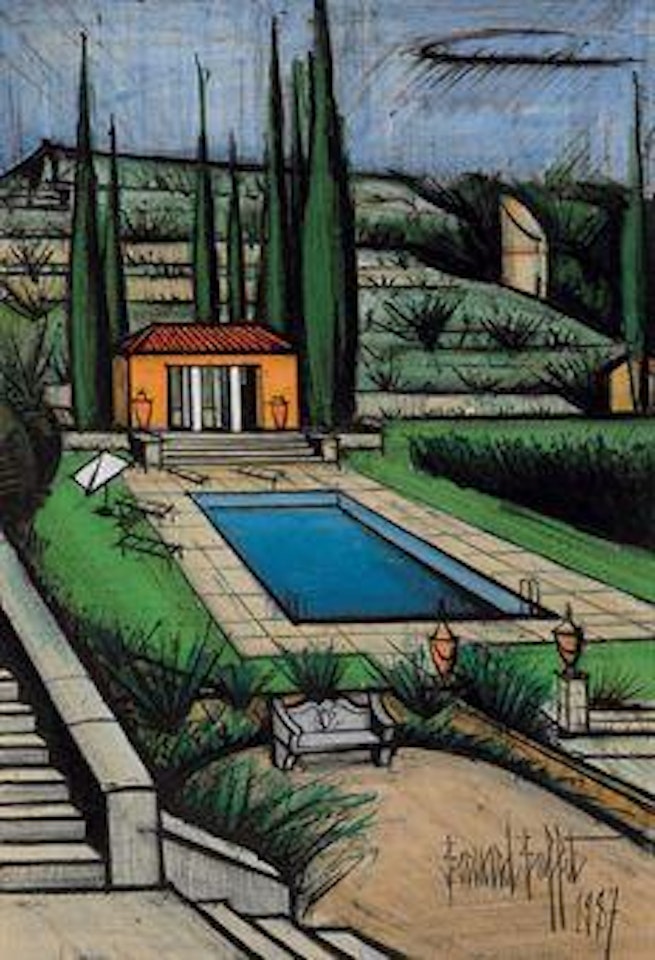La Baume, la piscine et l'escalier by Bernard Buffet