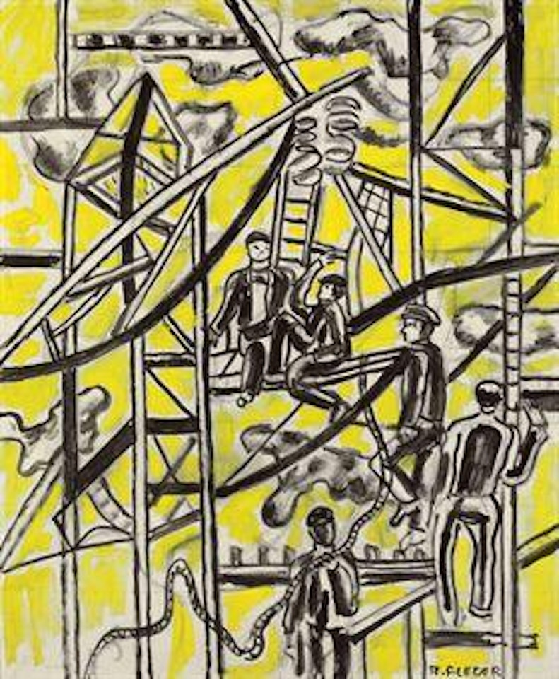 Esquisse sur fond jaune (Construction métallique) by Fernand Leger