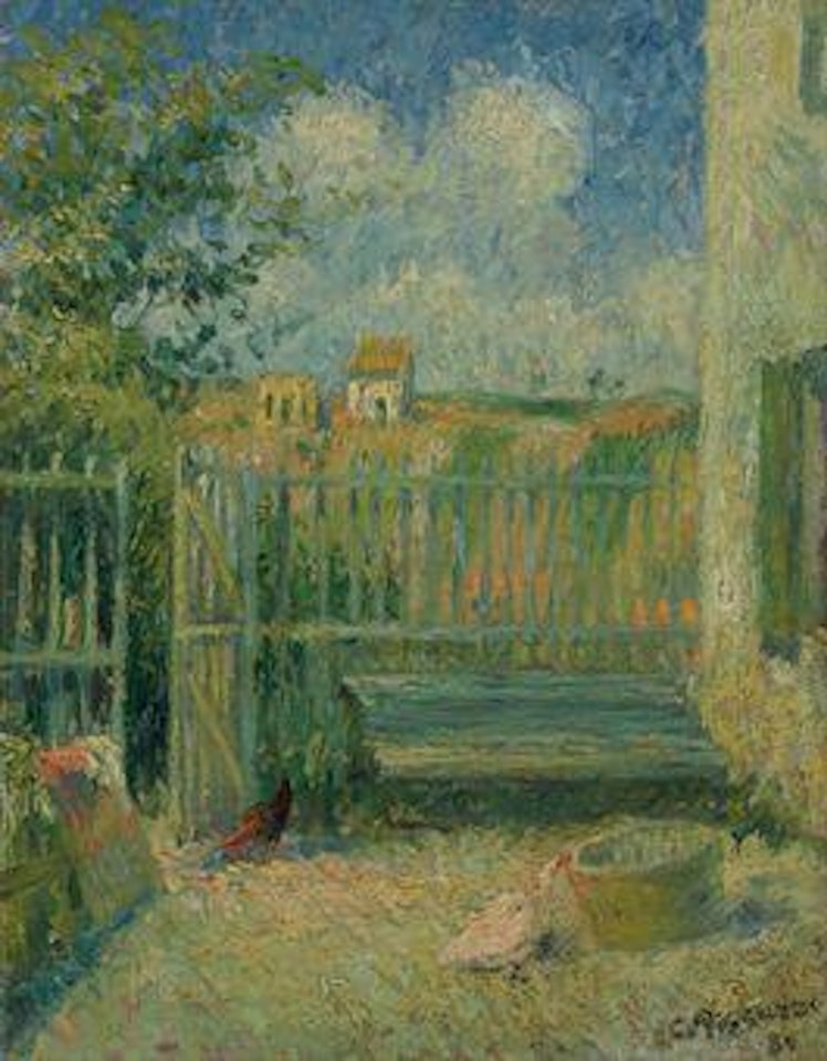 La cour de la maison Rondest, Pontoise by Camille Pissarro