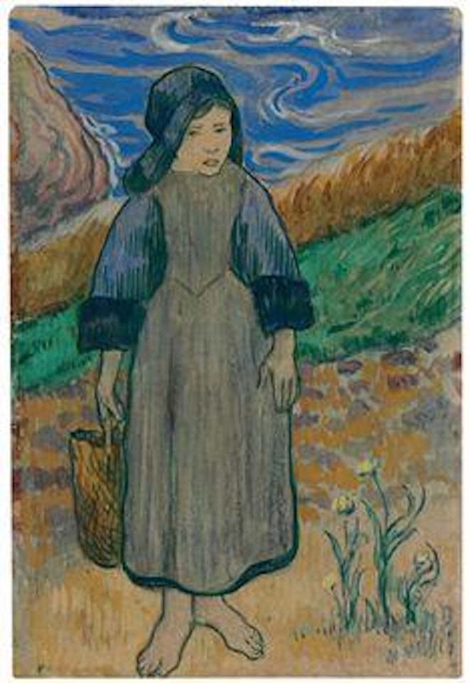 Jeune Bretonne au bord de la mer by Paul Gauguin