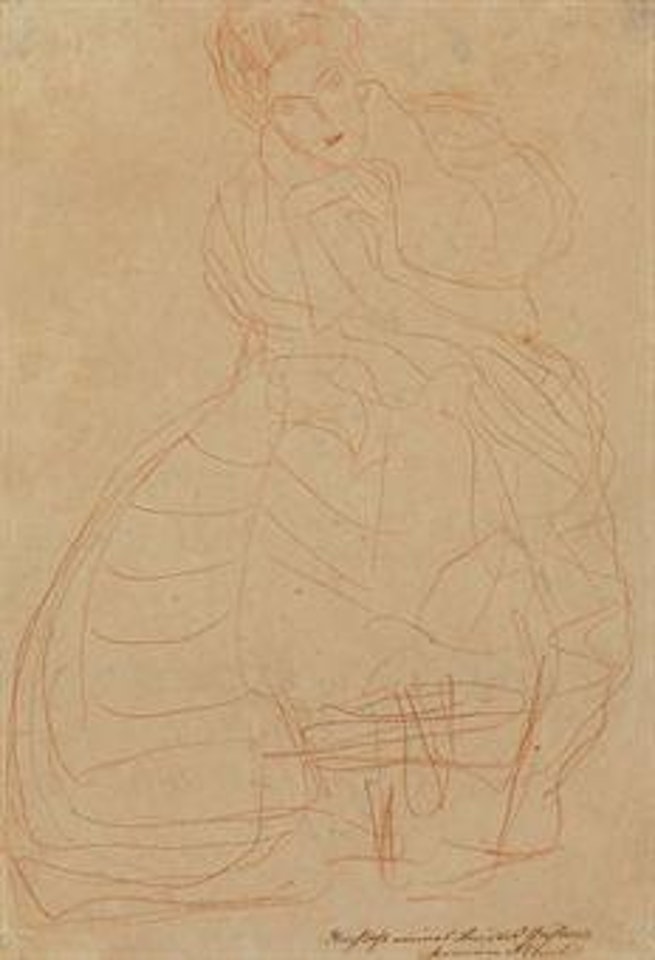 Bildnis Adele Bloch-Bauer: Kostümstudie mit hufeisenförmig gehaltenen Händen by Gustav Klimt