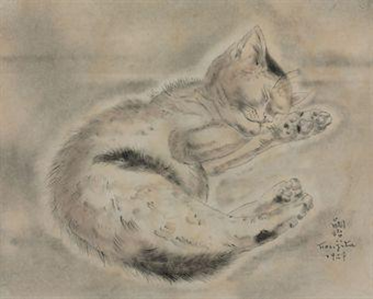 Chaton endormi by Leonard Tsuguharu Foujita
