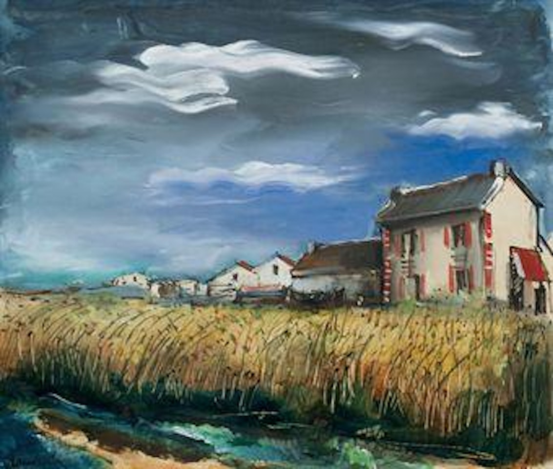 Champ de blé et maisons by Maurice de Vlaminck