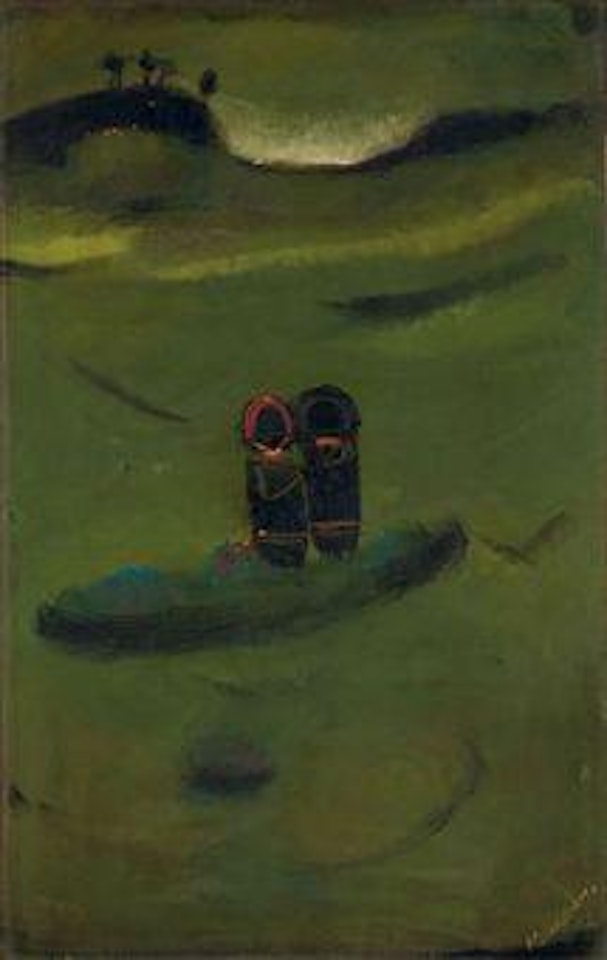 Deux figures dans un fond vert by Fateh Moudarres