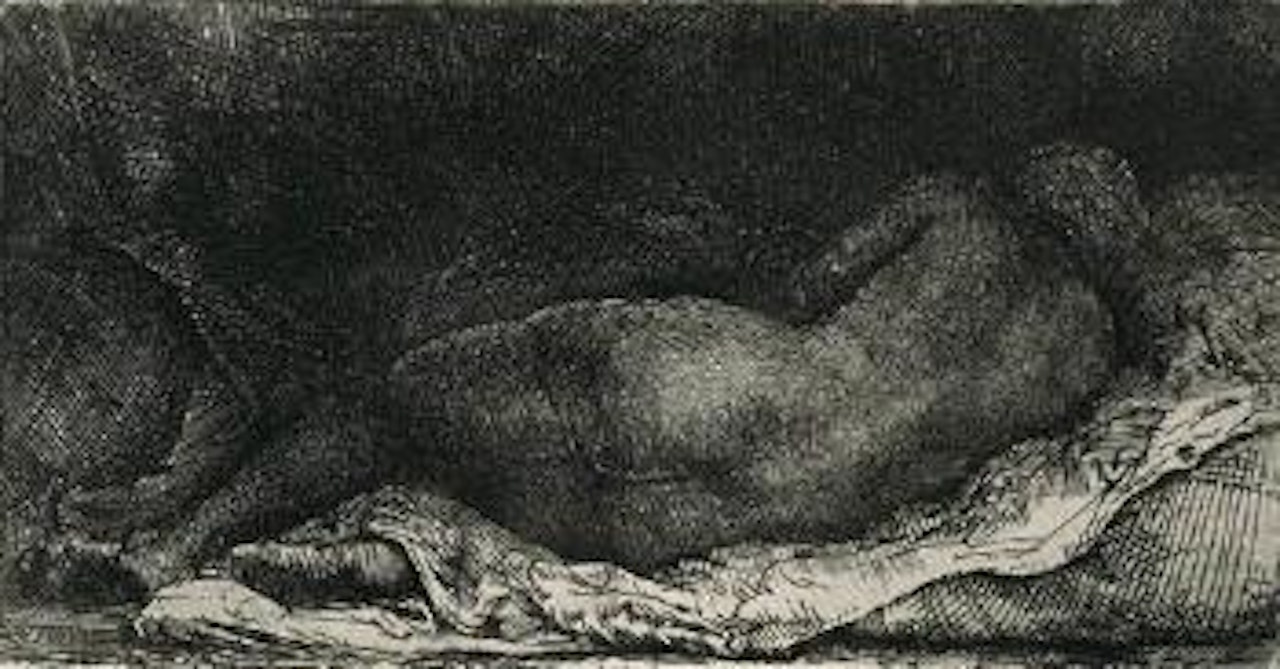 Negress lying down by Attributed to Rembrandt Harmensz van Rijn