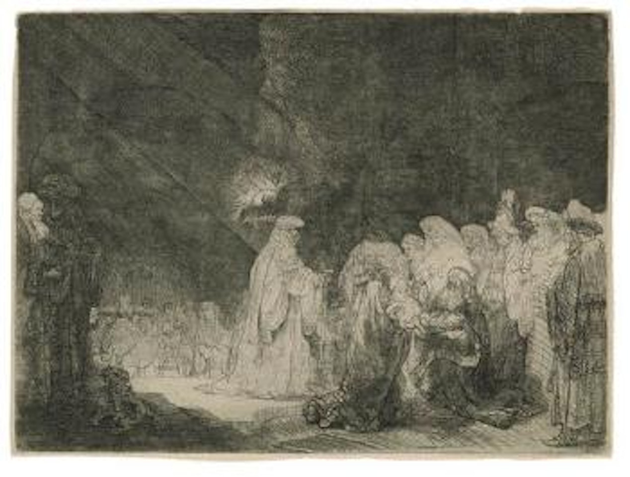 The presentation in the temple: oblong print by Attributed to Rembrandt Harmensz van Rijn