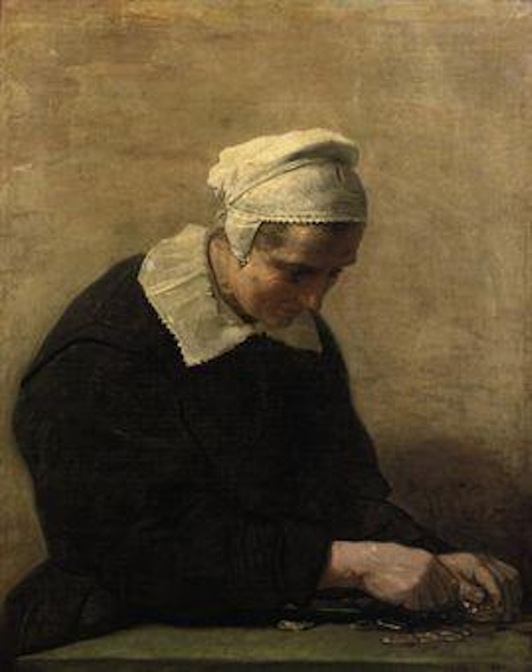 An old woman counting coins: an Allegory of Avarice by David Teniers II