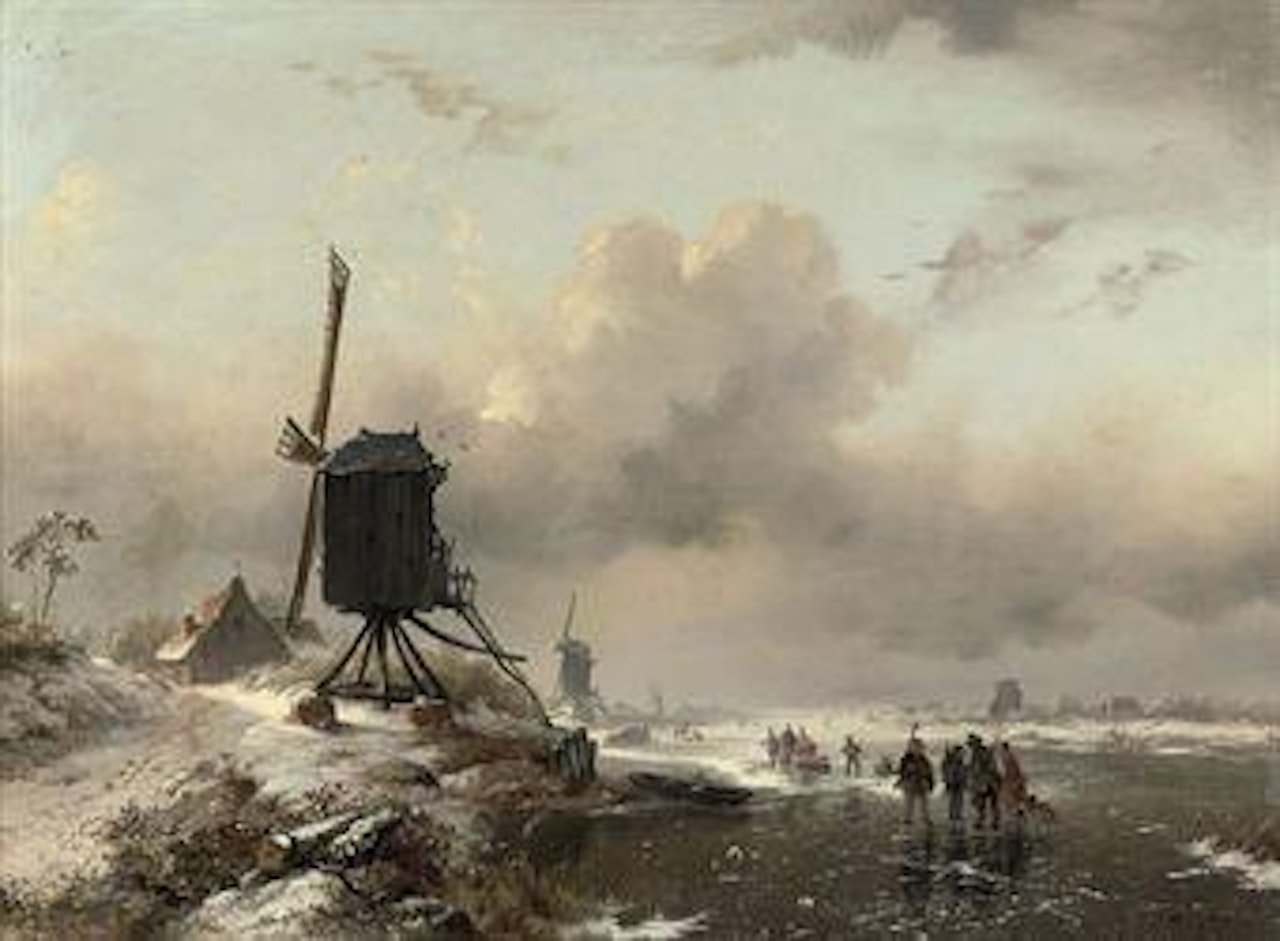 Huntsmen on the ice by Fredrik Marinus Kruseman