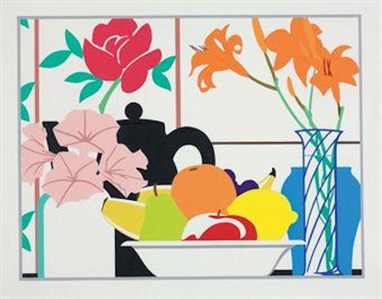 Still Life with Petunias, Lilies and Fruit by Tom Wesselmann