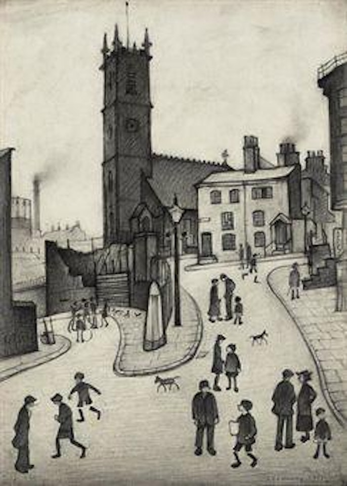 Study for St Michael and All Angels, Angel Meadow, Manchester by Laurence Stephen Lowry