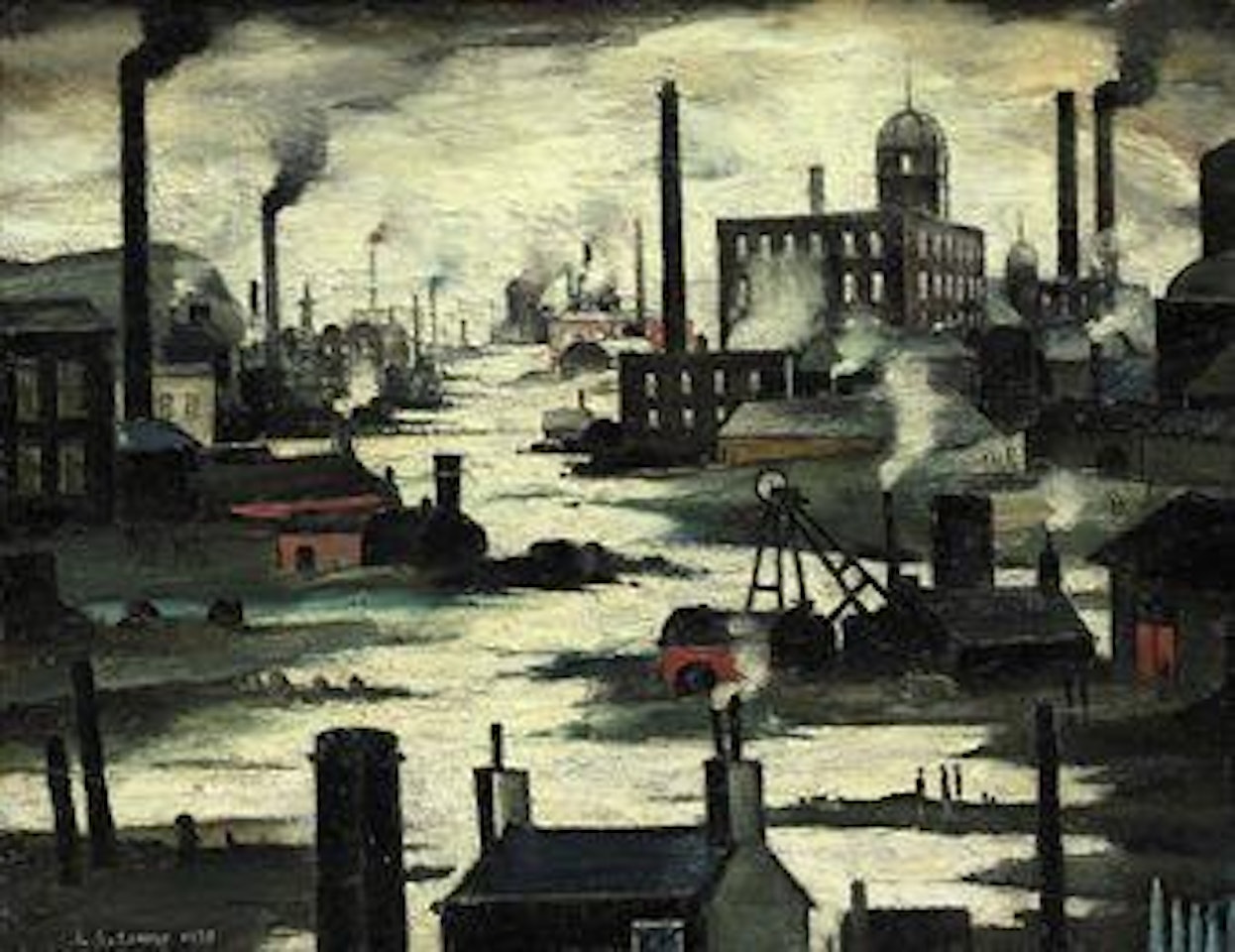 River scene; Wasteland by Laurence Stephen Lowry