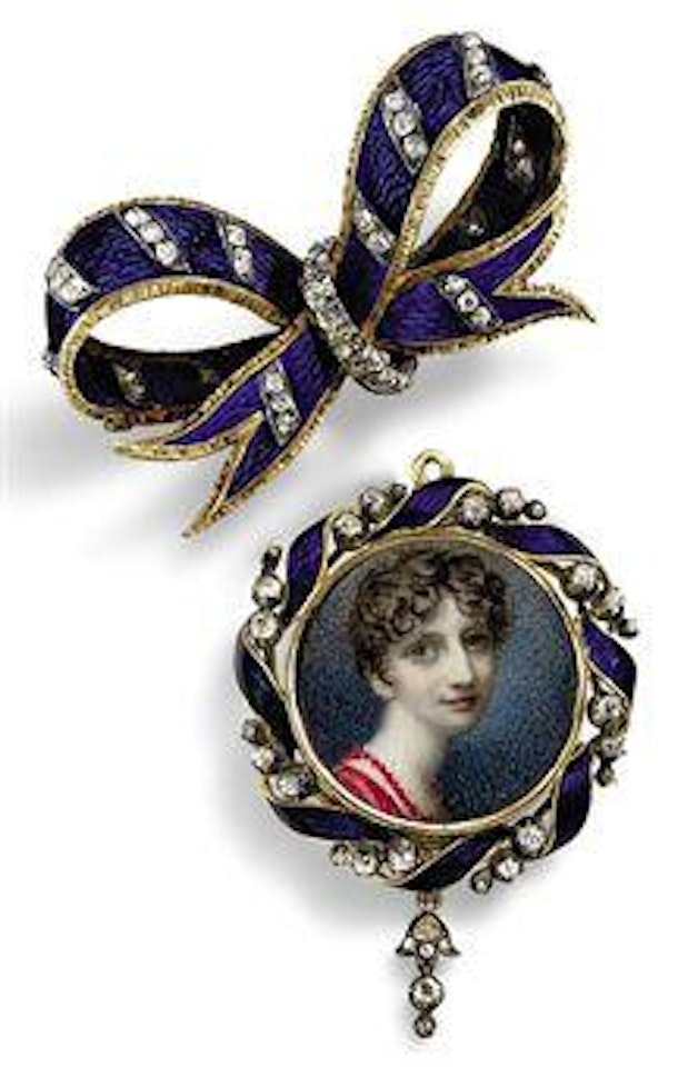 A young lady in scarlet dress, wearing coral necklace, her dark hair worn in curls by Richard Cosway