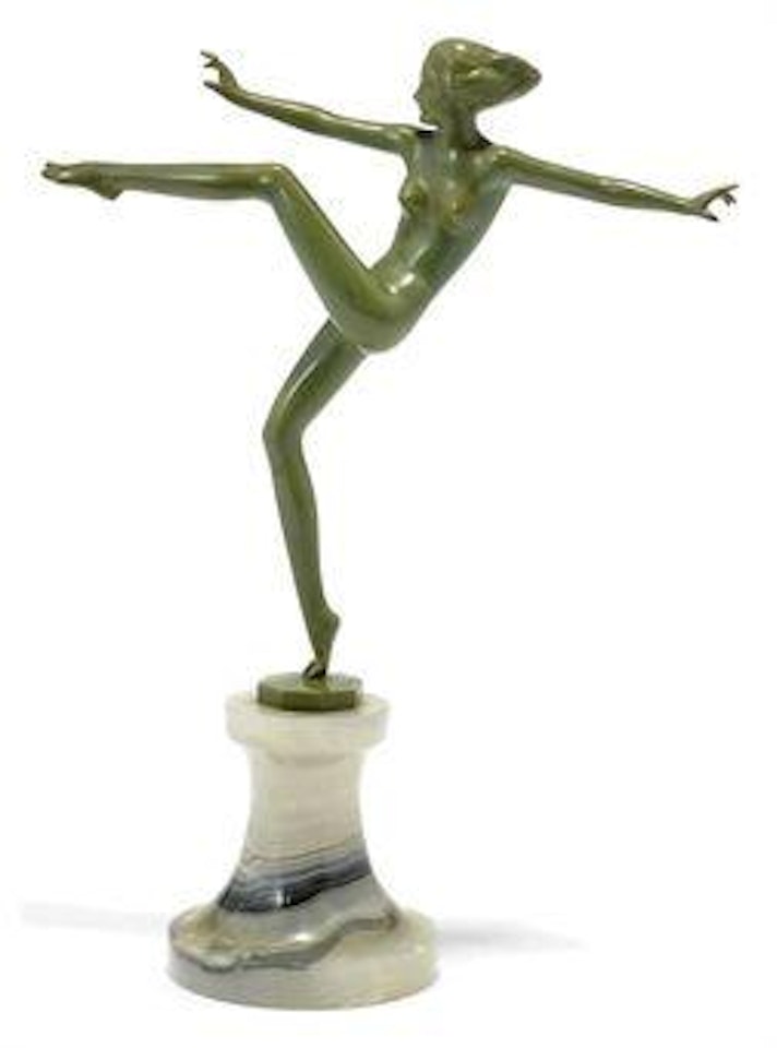A Josef Lorenzl Cold-painted Bronze Dancer by Josef Lorenzl