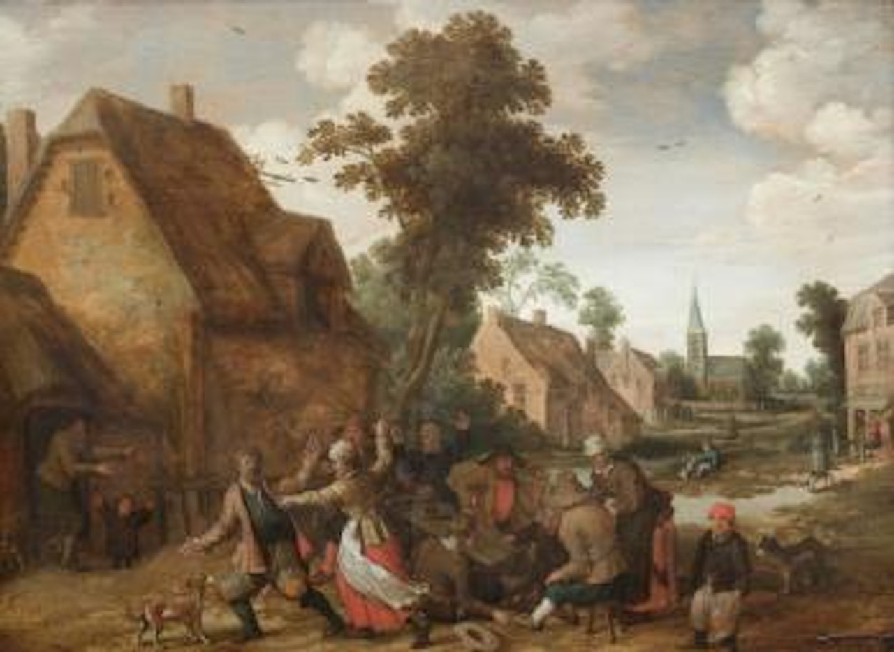 A skirmish in a village by Joost Cornelisz Droochsloot