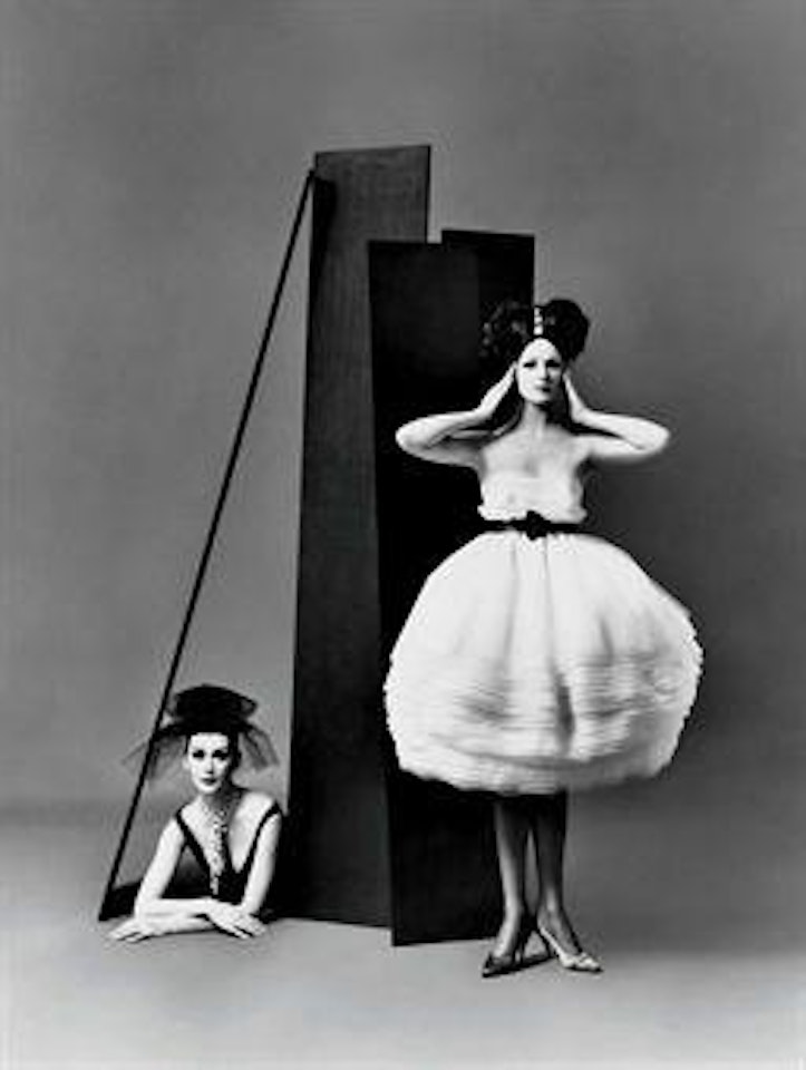 Dovima and Betsy Pickering, dresses by Lanvin-Castillo, Paris studio, August 1958 by Richard Avedon
