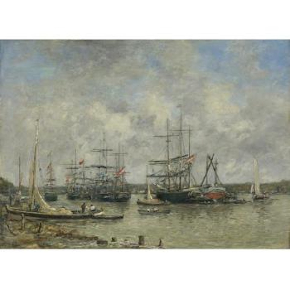 Bordeaux, Trois-mats Ancrés Sur La Garonne by Eugène Boudin