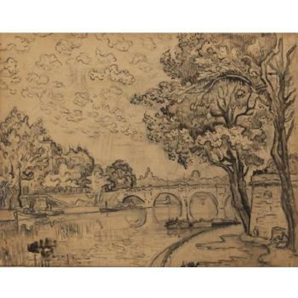 Notre Dame De Paris Et Au Bord De La Seine (A Double Sided Drawing) by Paul Signac