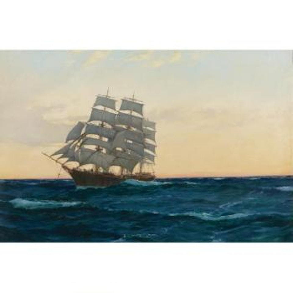 Sunset At Sea, The Carlisle Castle by Montague Dawson