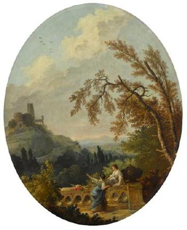 Les deux amies. La Jeune dessinatrice by Hubert Robert