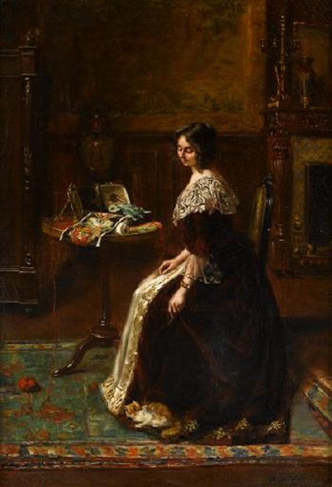 Lady in interior by Edouard Frederic W. Richter
