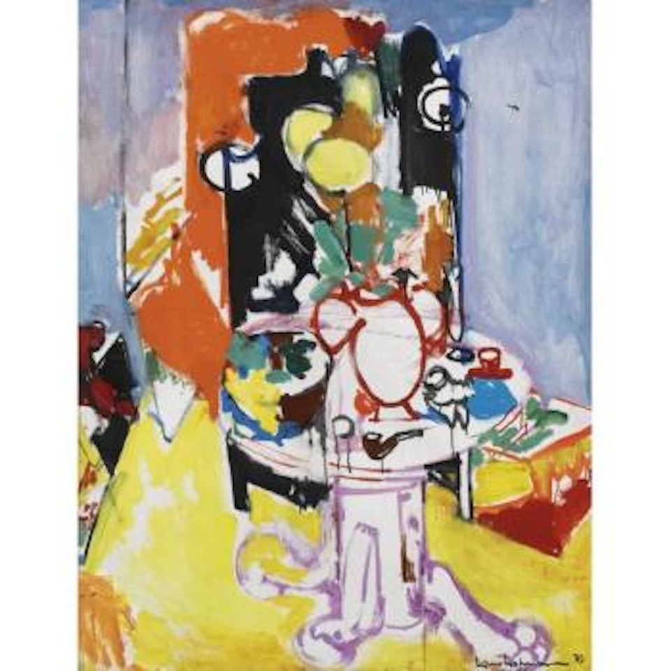 Round Table, Vase Of Flowers / Round Table With Pipe by Hans Hofmann