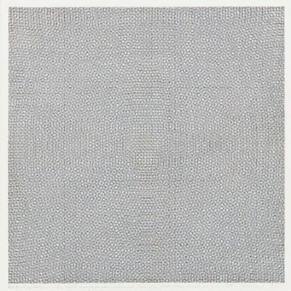 Red Grid, Yellow Circles, Black Arcs From Four Sides And Blue Arcs From Four Corners by Sol LeWitt