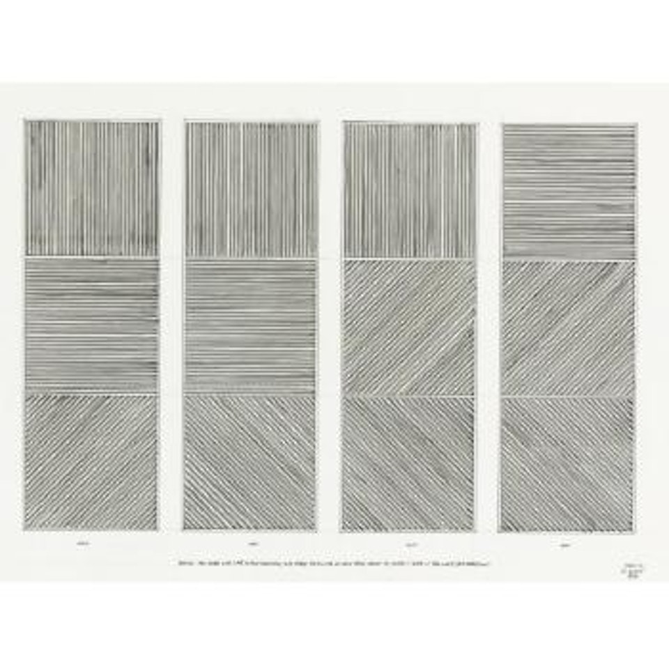 Proposal For Tower With Lines In Four Directions With Three Possibilities On Each Page by Sol LeWitt