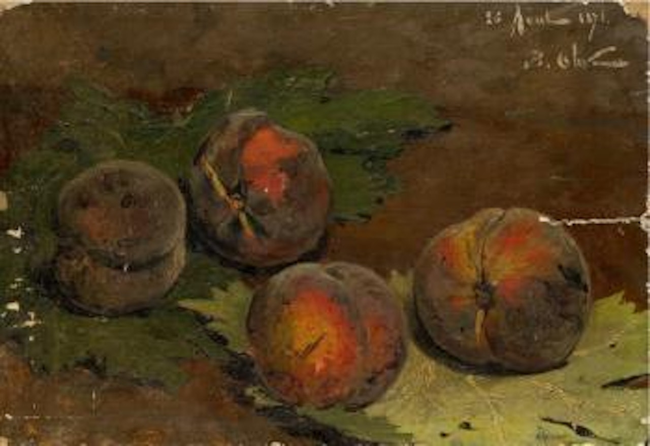 Nature morte aux pêches by Jean Baptiste Olive