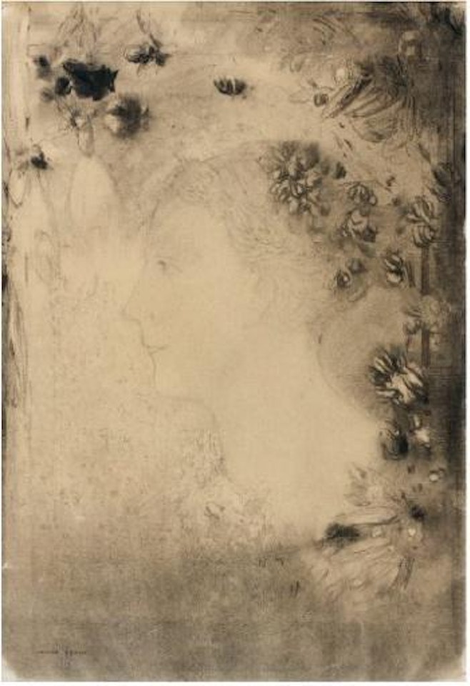 Profil et fleurs by Odilon Redon