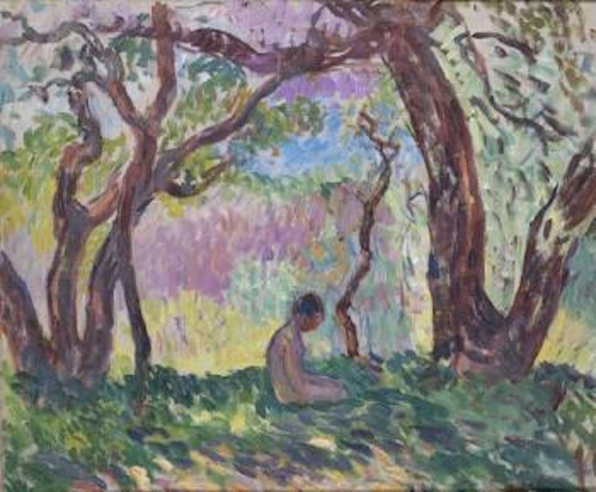 Enfant assis sous les arbres by Henri Lebasque