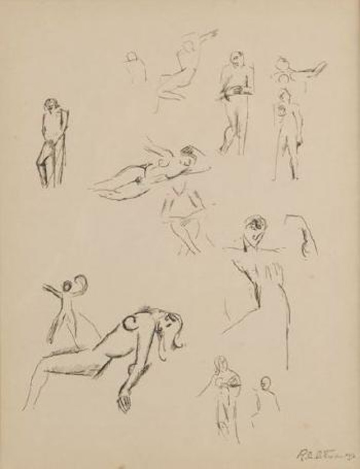 Page d'études: Différents croquis d'hommes et de femmes by Roger de la Fresnaye