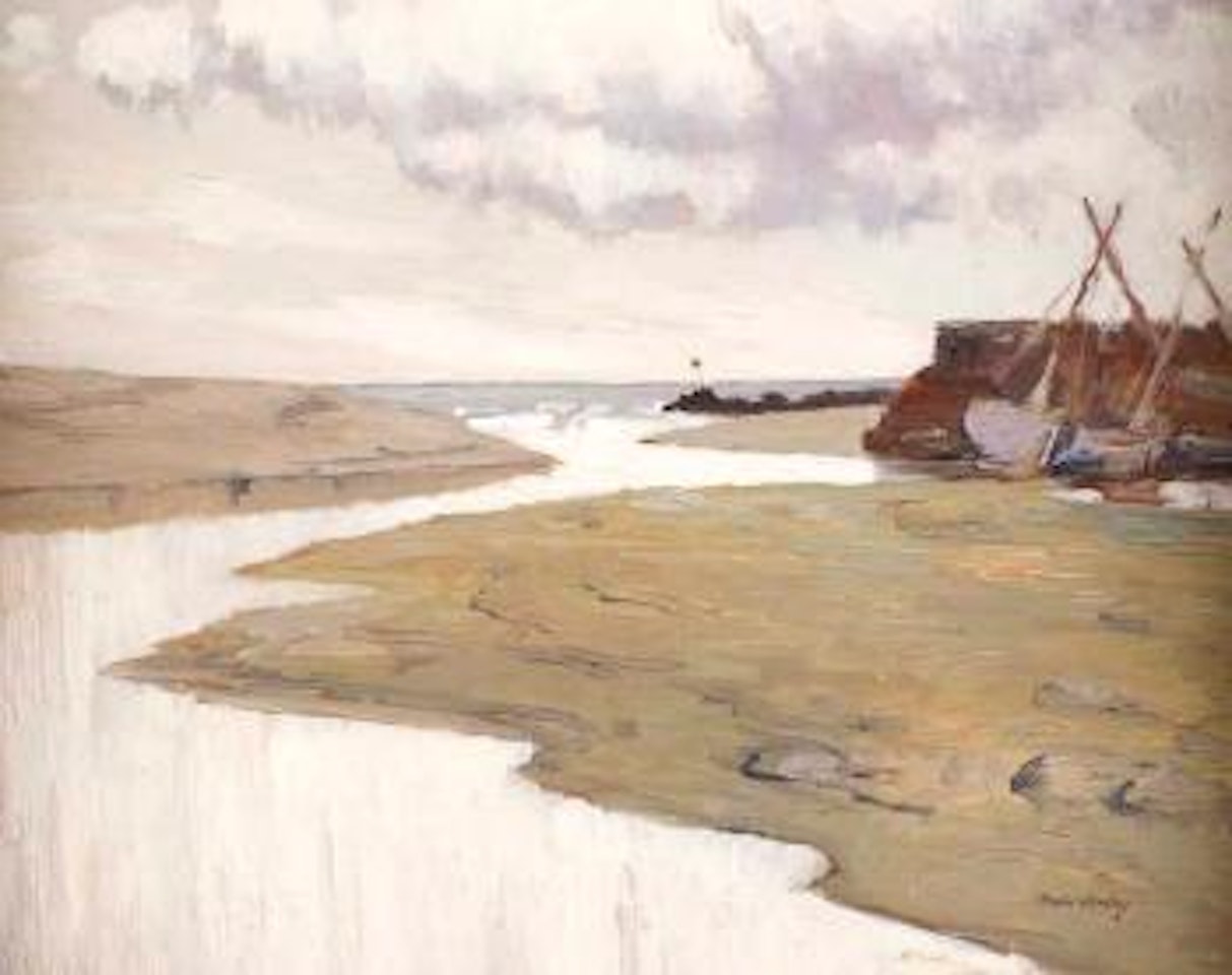 Boats moored on the river estuary by Paul Henry
