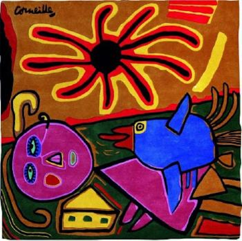 L'oiseau bleu, grand soleil by Corneille