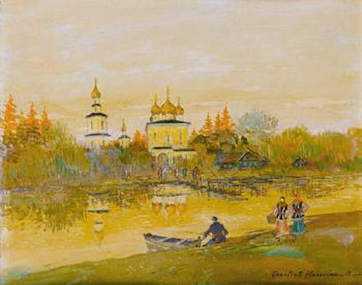 Monastery near Kineshma, Evening by Konstantin Alekseevich Korovin