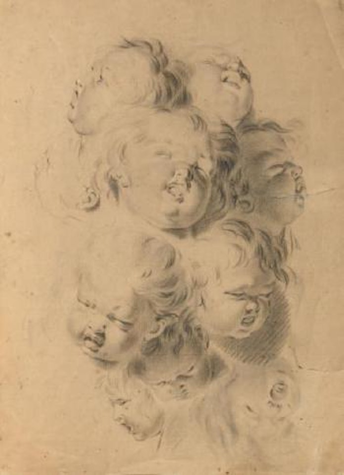 Feuille de têtes d'expressions d'enfants by Louis-Leopold Boilly