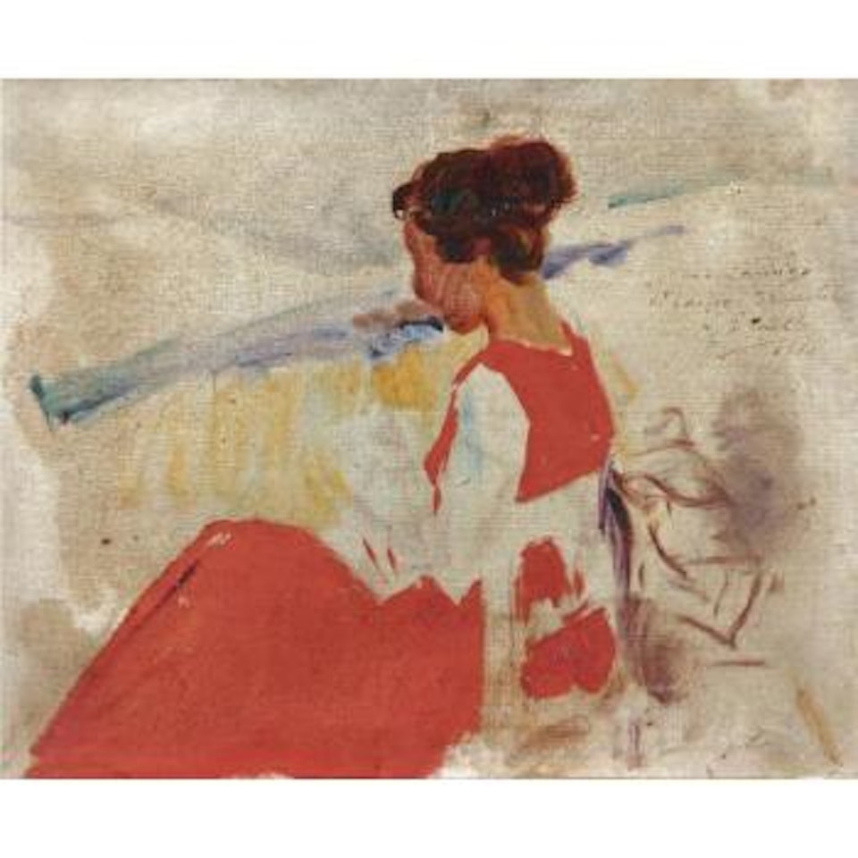 Estudio De Genoveva Segurola En Zarauz (Sketch For Genoveva Segurola, Zarauz) by Joaquin Sorolla Y Bastida